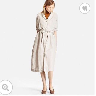 ユニクロ(UNIQLO)のコットンリネンロングシャツ (ロングワンピース/マキシワンピース)