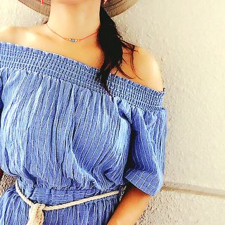 ザラ(ZARA)のオフショルダー ワンピース ボーダー ザラ (ミニワンピース)