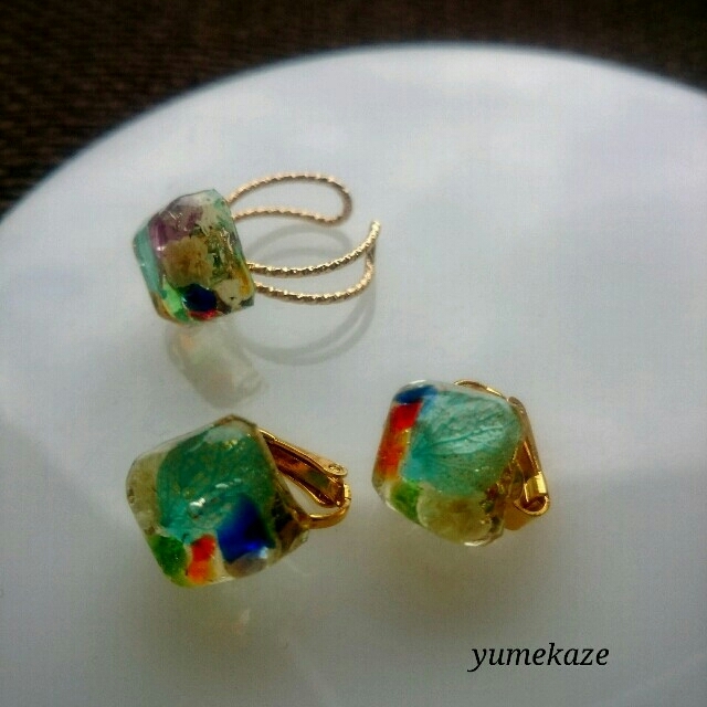 ヒサヨ様専用✨琉球ガラス✴ドライフラワー❤レジン・ピアス・イヤリング・リング💍 ハンドメイドのアクセサリー(ピアス)の商品写真