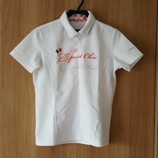 マリクレール(Marie Claire)のゴルフウエア　襟うらチェック　ポロシャツ　白　マリクレール(ポロシャツ)
