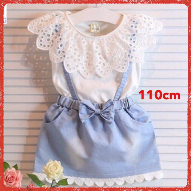 あずささま専用★110㌢ サロペット風 デニム ワンピース キッズ/ベビー/マタニティのキッズ服女の子用(90cm~)(ワンピース)の商品写真