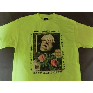 オベイ(OBEY)のUSA購入 オベイ【OBEY】蛍光イエロー プリントTシャツUS M(Tシャツ/カットソー(半袖/袖なし))