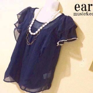 アースミュージックアンドエコロジー(earth music & ecology)のタグ付き新品アースミュージック＆エコロジー水玉シフォンシャツ(シャツ/ブラウス(半袖/袖なし))