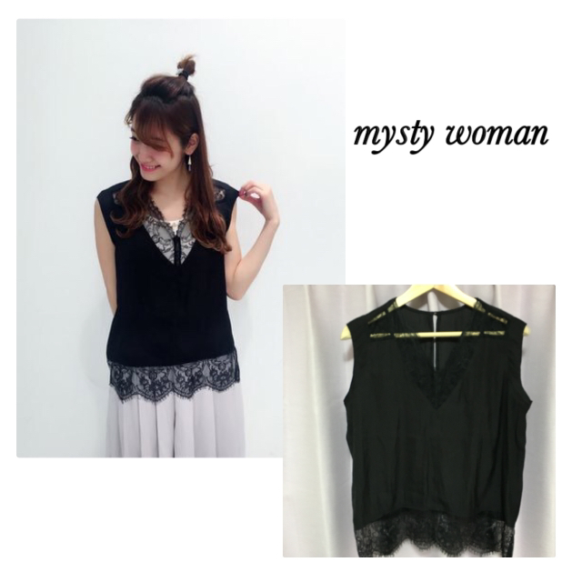 mysty woman(ミスティウーマン)の《美品》 レースブラウス レディースのトップス(シャツ/ブラウス(半袖/袖なし))の商品写真