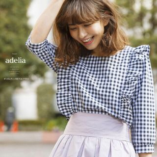 トッコ(tocco)の【美品】tocco ギンガムチェック前フリルブラウス 【adelia　アデリア】(シャツ/ブラウス(長袖/七分))