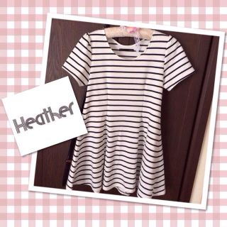 ヘザー(heather)のHeather ボーダーワンピース(ミニワンピース)