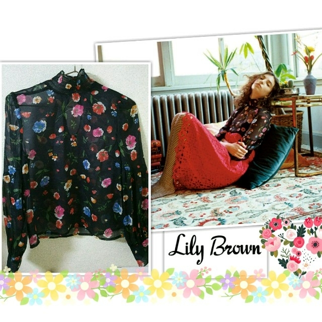 Lily Brown(リリーブラウン)のLily Brown★ぼかし花柄シフォントップス レディースのトップス(シャツ/ブラウス(長袖/七分))の商品写真