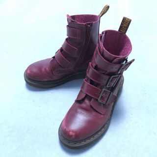 ドクターマーチン ベルト ブーツ(レディース)(レッド/赤色系)の通販