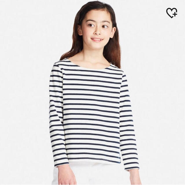 UNIQLO(ユニクロ)の✨美品✨UNIQLO ボーダーボートネックT キッズ/ベビー/マタニティのキッズ服女の子用(90cm~)(Tシャツ/カットソー)の商品写真