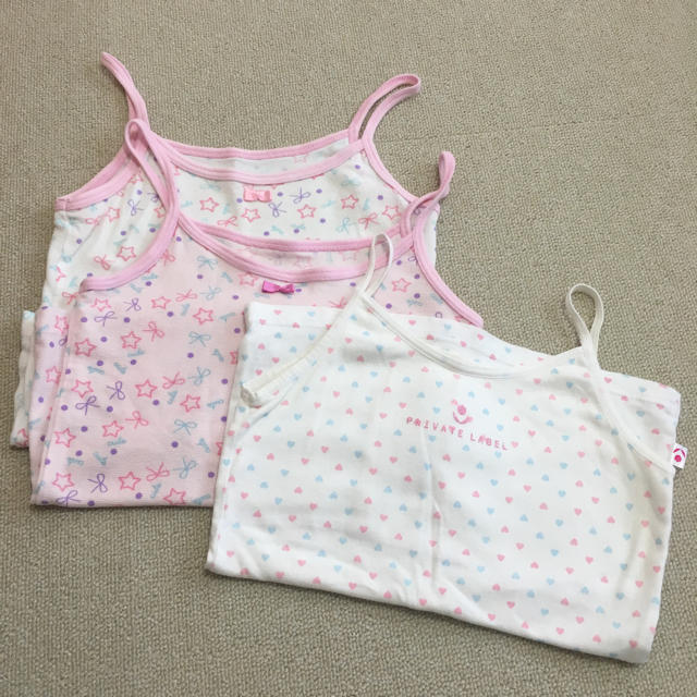 しまむら(シマムラ)のキッズ☆キャミソール3枚セット キッズ/ベビー/マタニティのキッズ服女の子用(90cm~)(下着)の商品写真