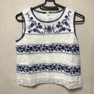 リリーブラウン(Lily Brown)のリリーブラウン  刺繍入り トップス リネン  F(シャツ/ブラウス(半袖/袖なし))