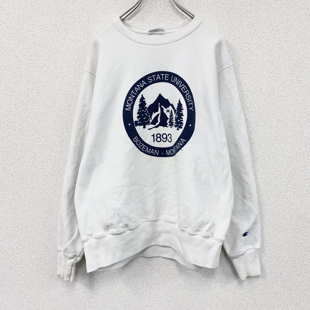 Champion(チャンピオン)の古着 used　Champion　チャンピオン　リバースウィーブ　スウェット/トレーナー　カレッジプリント　白　ホワイト　Mサイズ メンズのトップス(スウェット)の商品写真
