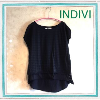 インディヴィ(INDIVI)の【INDIVI 】ネイビー ボーダーカットソー❤︎M(カットソー(半袖/袖なし))