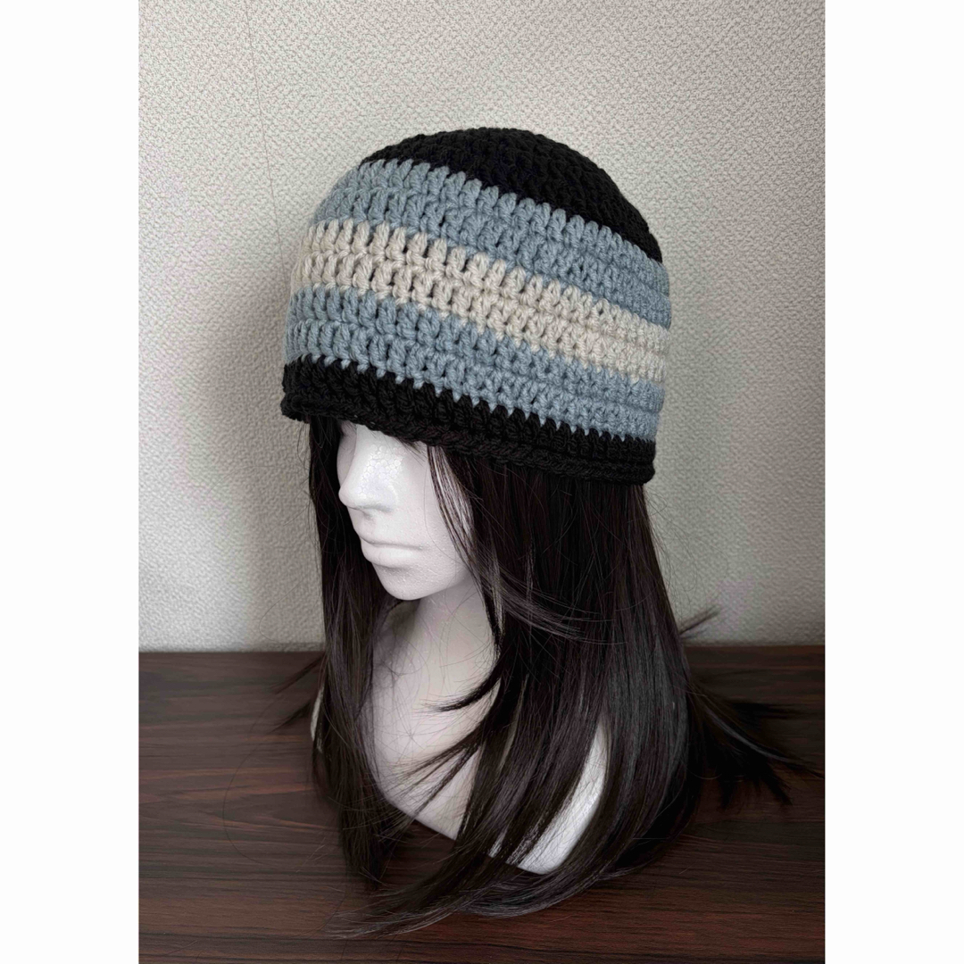 ビーニー クラッシャーハット クロシェハット ハンドメイドかぎ針編み ハンドメイドのファッション小物(帽子)の商品写真