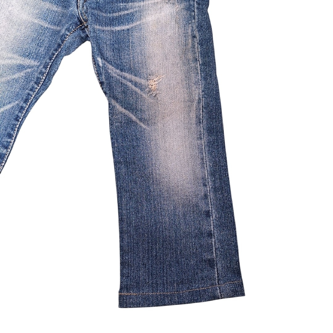 美品 X-LITTLE デニムパンツ ダメージ加工 ウエスト調節可能 100cm キッズ/ベビー/マタニティのキッズ服男の子用(90cm~)(パンツ/スパッツ)の商品写真