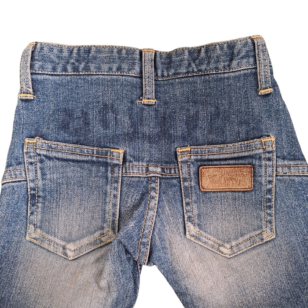 美品 X-LITTLE デニムパンツ ダメージ加工 ウエスト調節可能 100cm キッズ/ベビー/マタニティのキッズ服男の子用(90cm~)(パンツ/スパッツ)の商品写真