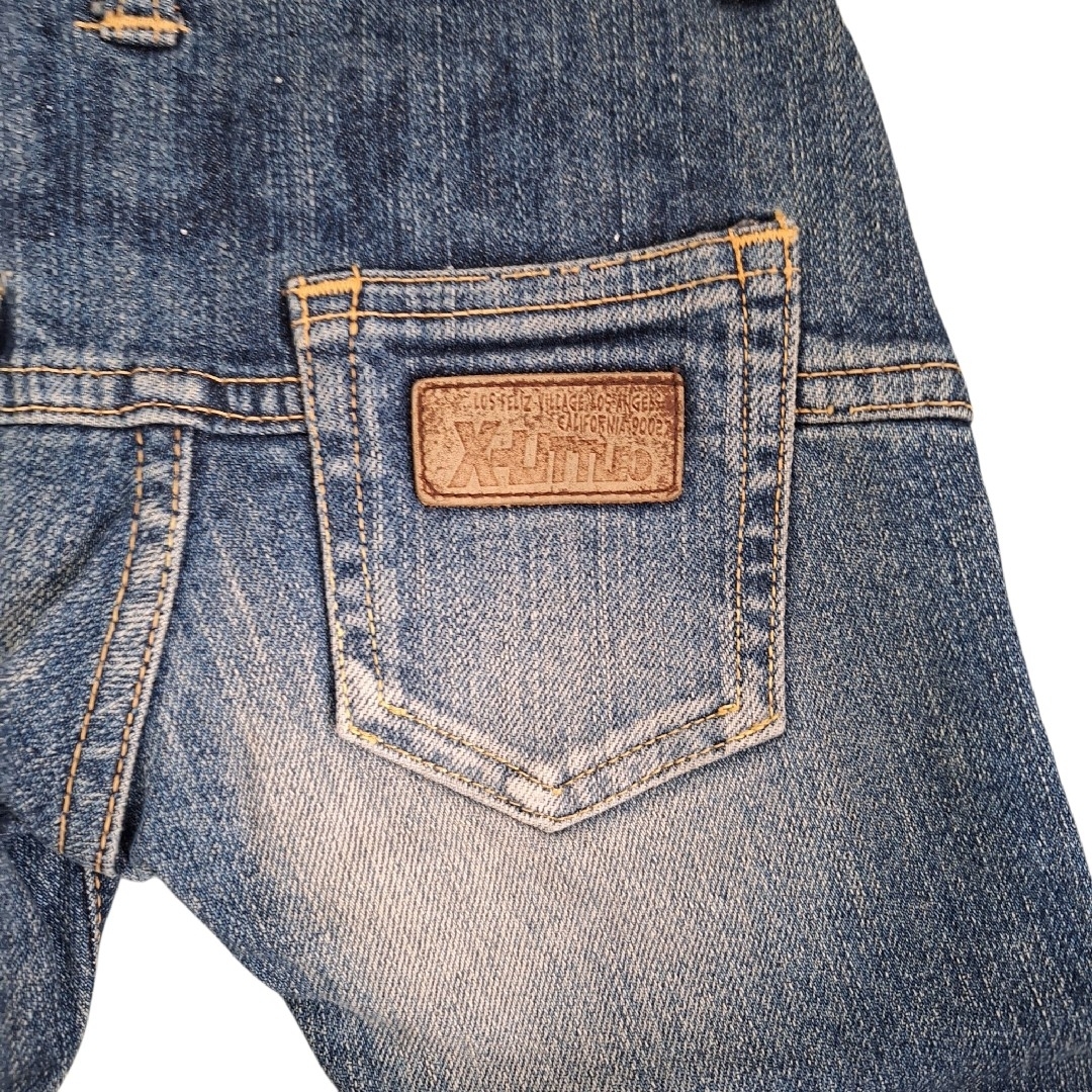 美品 X-LITTLE デニムパンツ ダメージ加工 ウエスト調節可能 100cm キッズ/ベビー/マタニティのキッズ服男の子用(90cm~)(パンツ/スパッツ)の商品写真