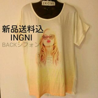 イング(INGNI)の新品送料込！INGNI BACKシフォンガールズプリントロゴTシャツ(Tシャツ(半袖/袖なし))