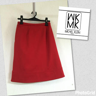 ミッシェルクラン(MICHEL KLEIN)の美品ミッシェルクラン 赤 膝丈スカート(ひざ丈スカート)