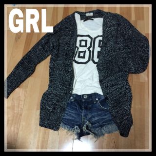 グレイル(GRL)のGRAIL♡黒ミックスカーデ(カーディガン)