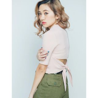 エヴリス(EVRIS)の♡美品♡EVRIS テレコバックデザインTOPS ピンク(カットソー(半袖/袖なし))