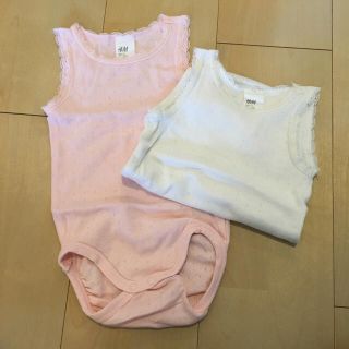 エイチアンドエム(H&M)のH&M レース 透かし編み タンクトップ ロンパース 6-9M 74cm 2枚(ロンパース)