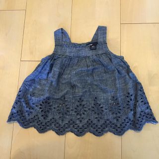 ベビーギャップ(babyGAP)のベビーギャップ ブラウス 12-18M 80cm デニム風 ネイビー レース(シャツ/カットソー)