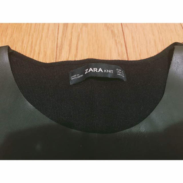 ZARA(ザラ)の♡【ZARA】レザー＆ニット 切り替えトップス♡ レディースのトップス(カットソー(半袖/袖なし))の商品写真