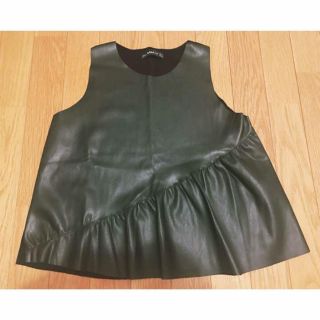 ザラ(ZARA)の♡【ZARA】レザー＆ニット 切り替えトップス♡(カットソー(半袖/袖なし))