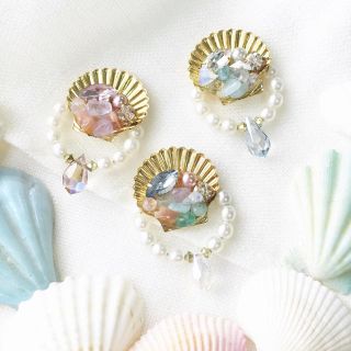 シェル×パールフープピアス/イヤリング(ピアス)