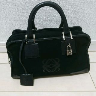 ロエベ(LOEWE)のLOEWE アマソナ28 スエード ブラック (ボストンバッグ)