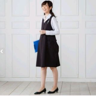 ニッセン(ニッセン)の【しの*s様専用】マタニティ　事務服　制服　ジャンパースカート　黒(マタニティワンピース)