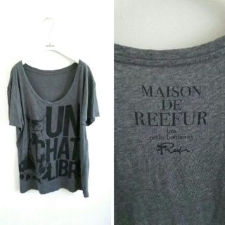 メゾンドリーファー(Maison de Reefur)のメゾン ド リーファー 梨花さん着用 猫Tシャツ グレーREEFUR MUSE(Tシャツ(半袖/袖なし))