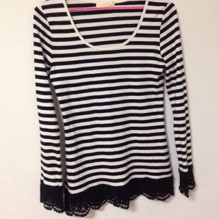 ダブルクローゼット(w closet)の刺繍付きボーダーロンT(Tシャツ(長袖/七分))