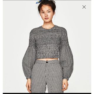 ザラ(ZARA)のギンガムチェック トップス(シャツ/ブラウス(半袖/袖なし))