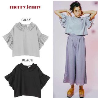 メリージェニー(merry jenny)のフリルブラウス🌸black(シャツ/ブラウス(半袖/袖なし))