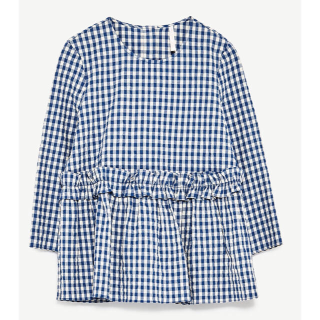 ZARA(ザラ)のY's様専用 フリル付きギンガムチェックブラウス  ZARA レディースのトップス(シャツ/ブラウス(長袖/七分))の商品写真