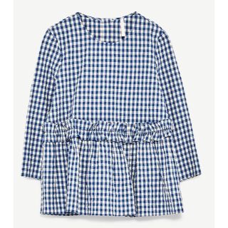 ザラ(ZARA)のY's様専用 フリル付きギンガムチェックブラウス  ZARA(シャツ/ブラウス(長袖/七分))