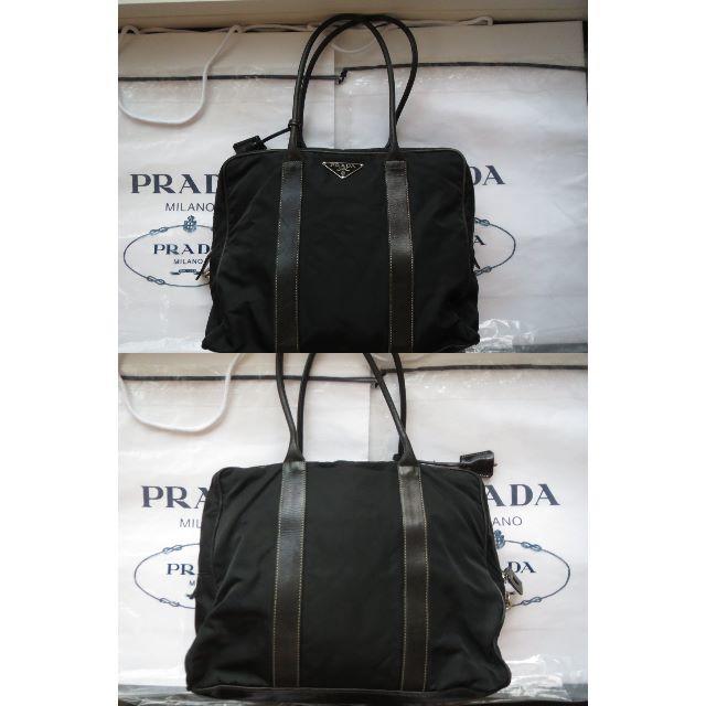 PRADA(プラダ)の●15万プラダ高級ライン革レザー切替ブリーフバッグ黒ビジネス白ステッチ鍵●良好 メンズのバッグ(ビジネスバッグ)の商品写真