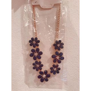 ♡ビシューネックレス(Navy Flower)♡(ネックレス)