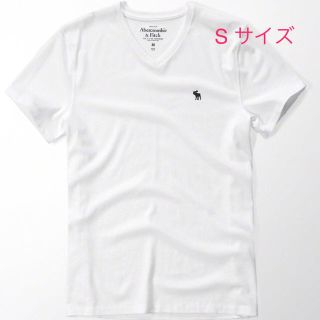 アバクロンビーアンドフィッチ(Abercrombie&Fitch)の残りわずか♪！アバクロ メンズ Vネック 半袖 ワンポイントTシャツ 白 S(Tシャツ/カットソー(半袖/袖なし))