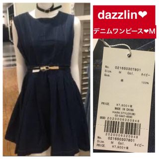 ダズリン(dazzlin)の新品♡定価8532 dazzlin♡コットン100%♡デニムワンピース(ひざ丈ワンピース)