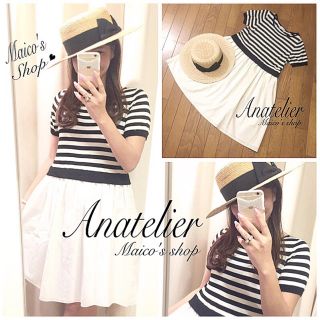 アナトリエ(anatelier)の美品♡アナトリエ♡モノトーン♡ドッキングワンピース(ひざ丈ワンピース)