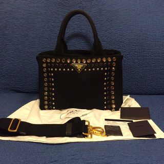 プラダ(PRADA)の美品 プラダ カナパ  ビジュー トートバッグ(トートバッグ)