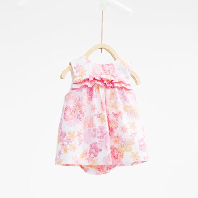 ZARA KIDS(ザラキッズ)の【送料込】zara mini  コンビ素材ワンピース 62cm キッズ/ベビー/マタニティのベビー服(~85cm)(ワンピース)の商品写真