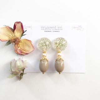 no.305 押し花レジンピアス イヤリング(ピアス)