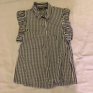 ザラ(ZARA)のZARA チェックフリルブラウス(シャツ/ブラウス(半袖/袖なし))