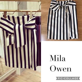 ミラオーウェン(Mila Owen)の【紗栄子着用】ミラオーウェン タイトスカート ストライプ(ひざ丈スカート)