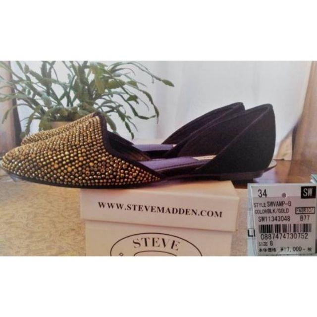 ★スティーブマデン Steve Madden★ゴールド スタッズ 25 フラット