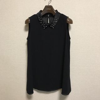 ランバンオンブルー(LANVIN en Bleu)の【SALE】ランバンオンブルー トップス ビジュー シースルー シャツ(Tシャツ(半袖/袖なし))